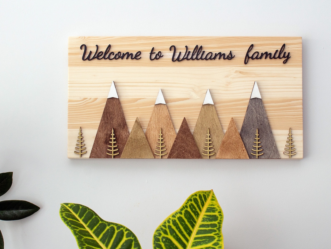 Wood Mountain Sign, Wood Nature Sign, 3D Wall Sign, Mountain Wall Art
