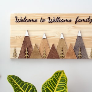 Segno di montagna in legno, segno di natura in legno, segno di parete 3D, arte della parete di montagna, segno di cabina, segno di albero, regalo della foresta, regalo della natura, regalo di montagna