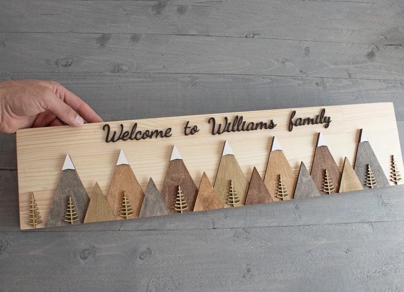 Wood Mountain Sign Wooden Forest Sign Wood Nature Sign Etsy