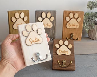 Soporte personalizado para correa de perro, colgador de madera para correa de perro, letrero para perro hecho a mano, almacenamiento de correa, letrero de madera