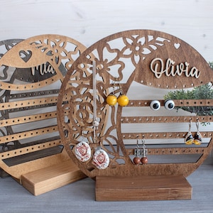 Personalized Wood Jewelry Organizer / Earring Holder / Wooden Jewelry Storage / Gift for any woman / Jewelry Stand