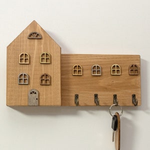 Solid Wood House Key Holder – Rustic Farmhouse Decor - Etsy