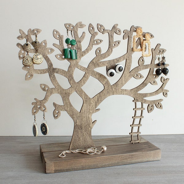 Wood Jewelry Tree Stand/ Earring Holder / Earring Organizer / Wooden Jewelry Storage / Gift for any woman / Jewelry Stand