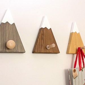 Wooden Wall Hooks - Mountains, Wall Hook for Kids, Coat Hook, Mountain Nursey Deor, Adventure Decor