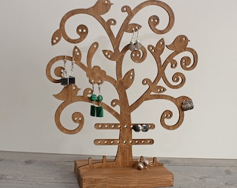 Organisateur de bijoux en bois, arbre à bijoux, support de boucles d’oreilles, support de bijoux, stockage de bijoux, support de gains en bois