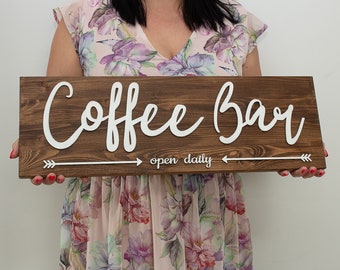 Enseigne de bar à café en bois faite main, décor de ferme