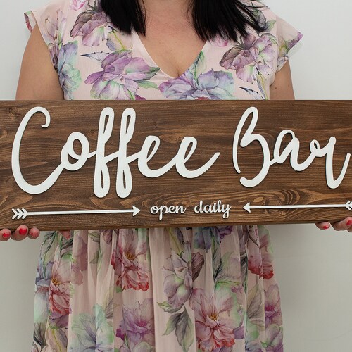 Wood Coffee Bar Sign Wall Decor Wood Sign Home Decor Etsy