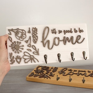 Wooden Key Holder, Home Key Rack, Handmade Wall Key Holder, Key Hanger, Flowers Ornament, Farm House Wall  Decor, Wedding, Housewarming