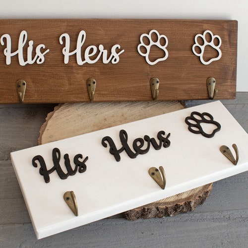 Wooden Key and Leash Holder Wooden Handmade His Hers Key Etsy