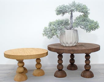 Handmade Wood Riser: Farmhouse Tiered Tray Stand