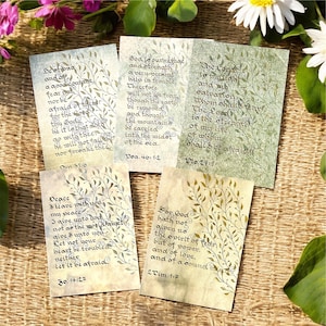 Set di biglietti biblici "La fede supera la paura" - Versetti della Bibbia KJV rifiniti a mano per ispirare coraggio e pace. Confezioni regalo cristiane all'ingrosso.