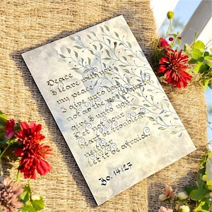 Art de l'écriture sainte Jean 14:27 - Collection Faith Over Fear, impression calligraphique vintage avec des touches d'or, A6 et A5 Gift of Peace & Trust