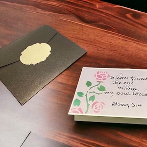 Proposal Keepsake Card with Song of Solomon 3:4 - Elegant Calligraphy on Pearlescent Paper, Personalised Option, Perfect for Engagements