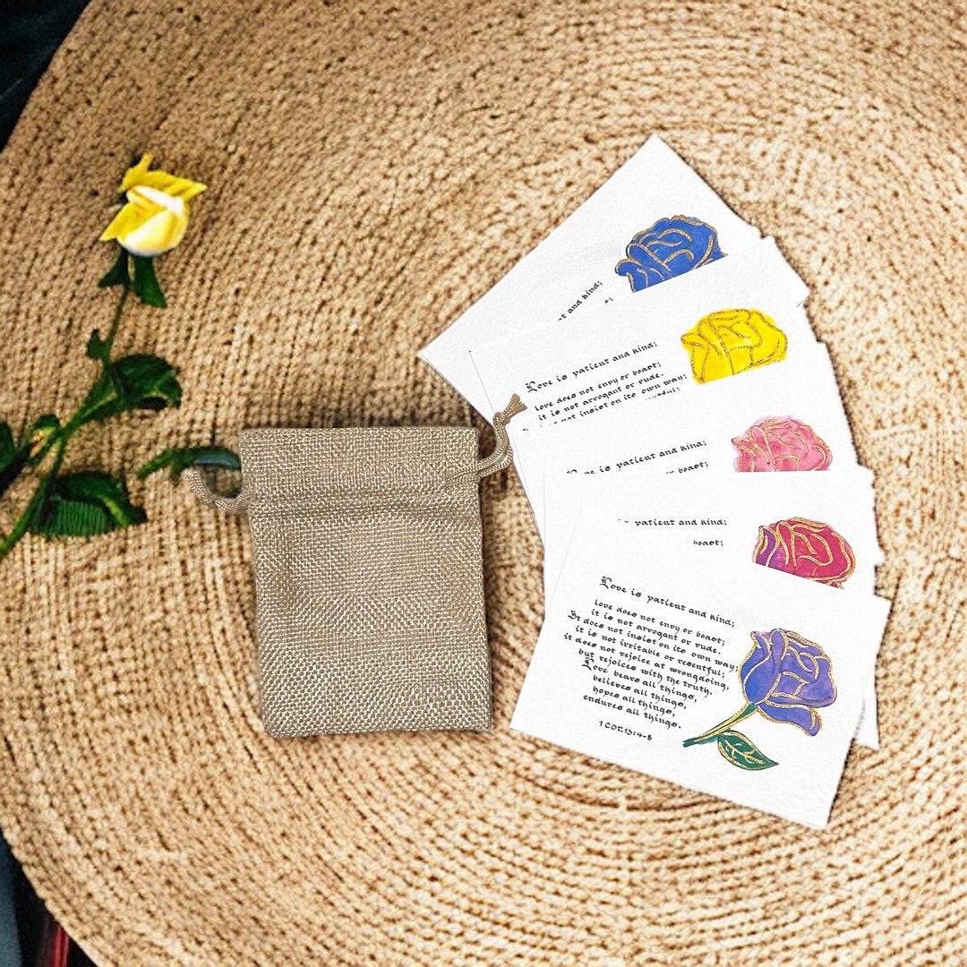 Elegant Vintage Calligraphy Notelets, Corinthians 13:4-8, Hand-finished ...