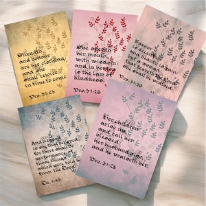 Juego de tarjetas con las Sagradas Escrituras "Corazón de una Madre": 5 hermosas tarjetas con versículos bíblicos escritos a mano que celebran la fuerza, la fe y la gracia (tamaño A6)