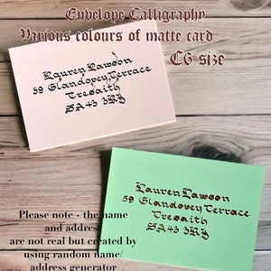 Enveloppe calligraphie sur enveloppes colorées mates Enveloppes de luxe personnalisées pour calligraphie Différentes tailles