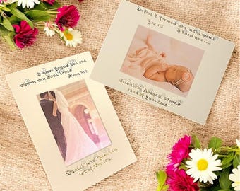 Personalised Hand-Calligraphed Photo Frame Mount – Custom Text for A6 Photos, Names, Quotes & More  Elegant Vintage Style, Multiple Color