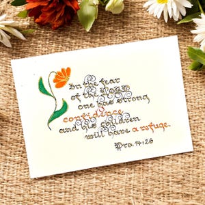 Proverbi 14:26 Arte della calligrafia – Fede, fiducia e famiglia, accenti dorati, regalo personalizzato per la festa del papà o occasioni speciali