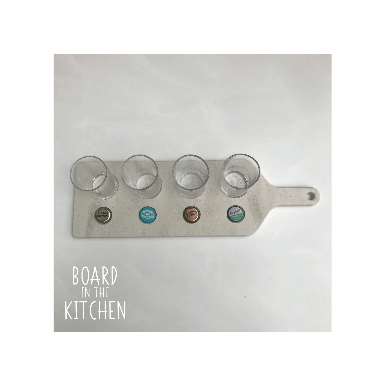 BEER FLIGHT BOARD With Bottle Cap Holes Corian 24 Etsy