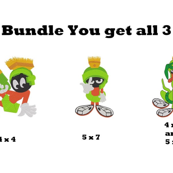 Marvin the Martian BUNDLE Embroidery Machine Digital Design Download