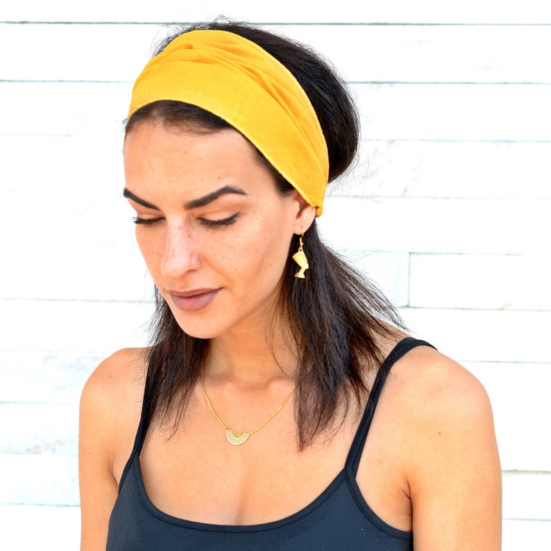 Ivory Italian 100% Linen Headband Bandanna Natural Materials Elastic Hairband Sport Yoga Active Fashion Wrap Womens Turban Head Band Bandana image 3