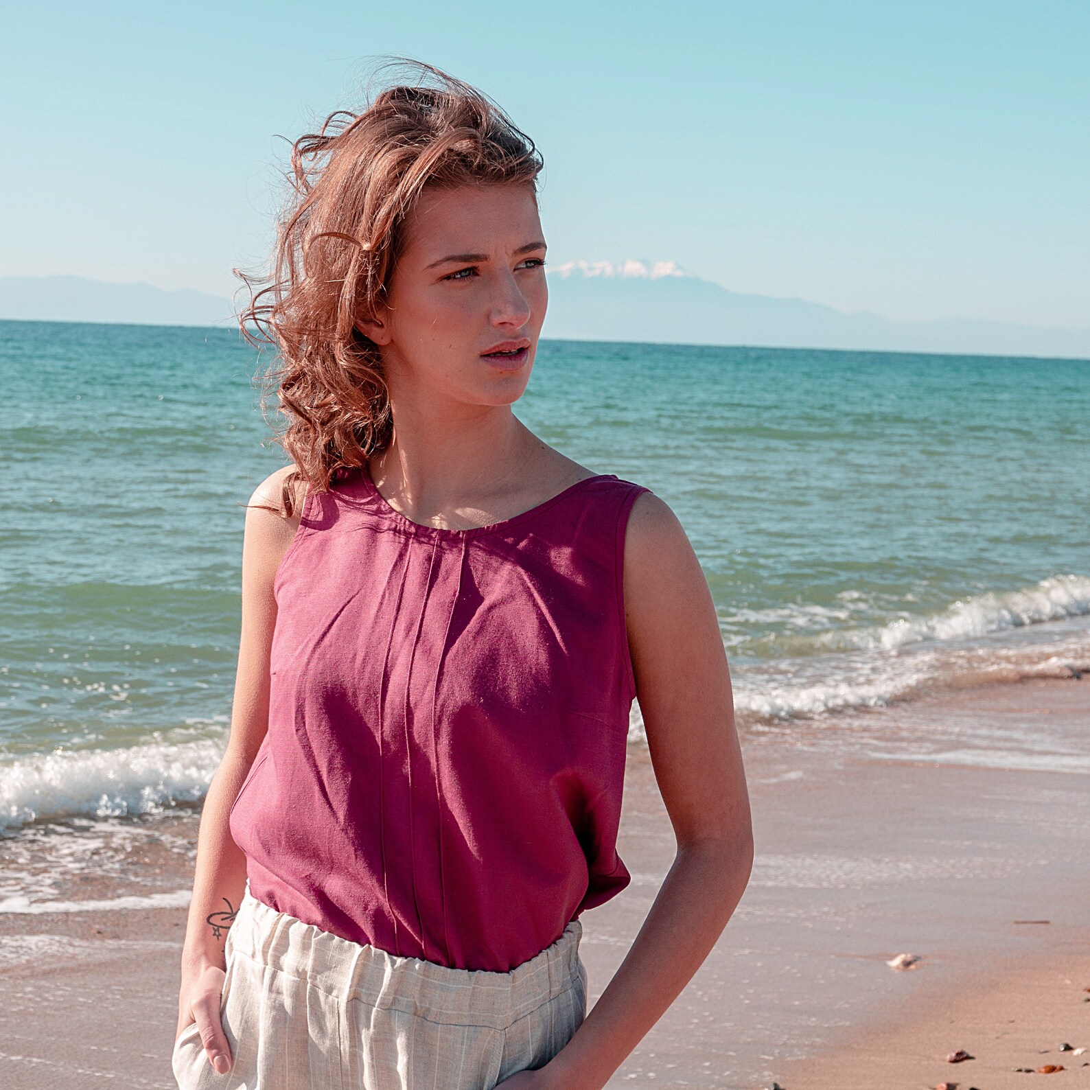 Burgundy Linen Tank Top for Womens Top Handmade 100 Linen Etsy