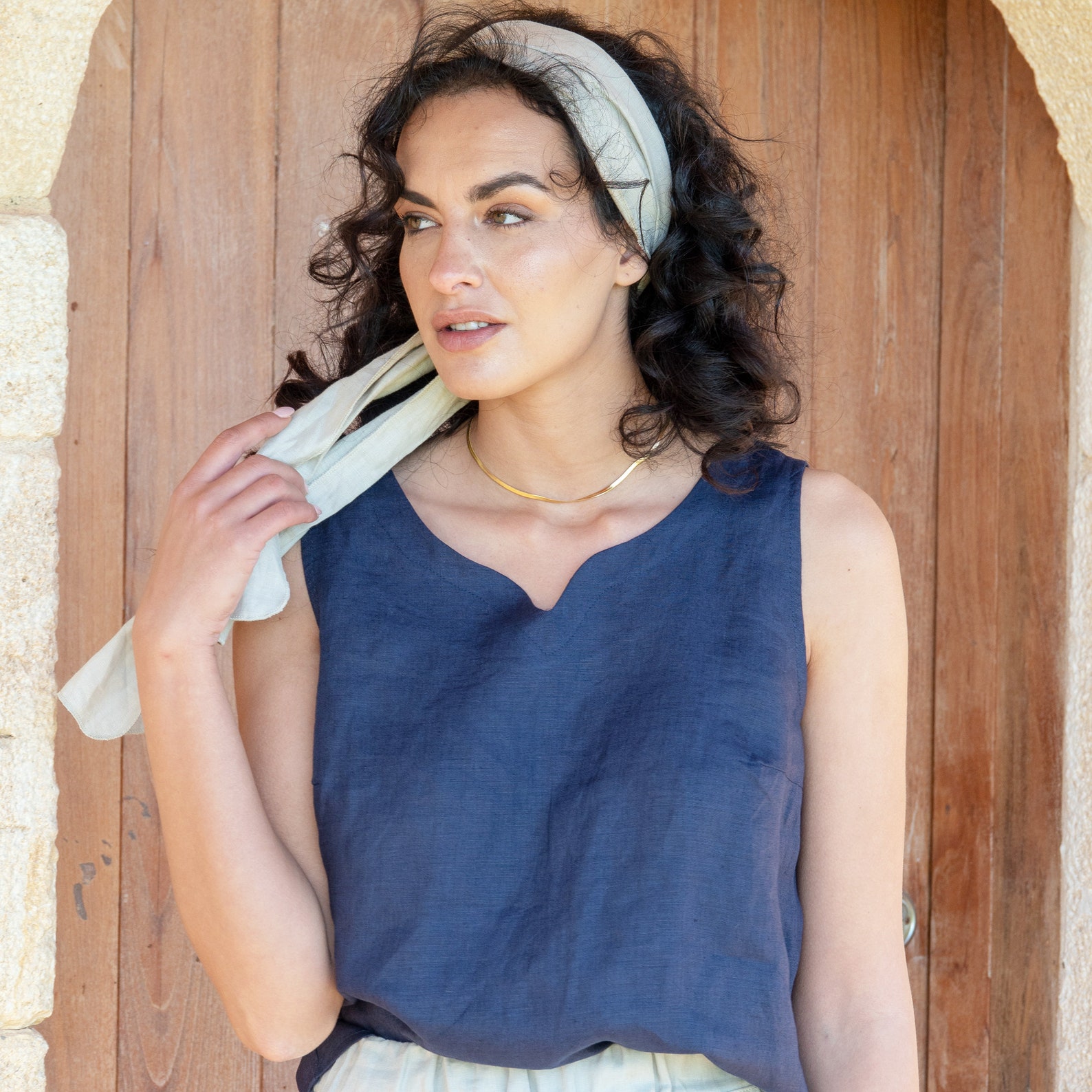 Dark Blue Linen Tank Top for Womens Handmade Italian Linen Etsy