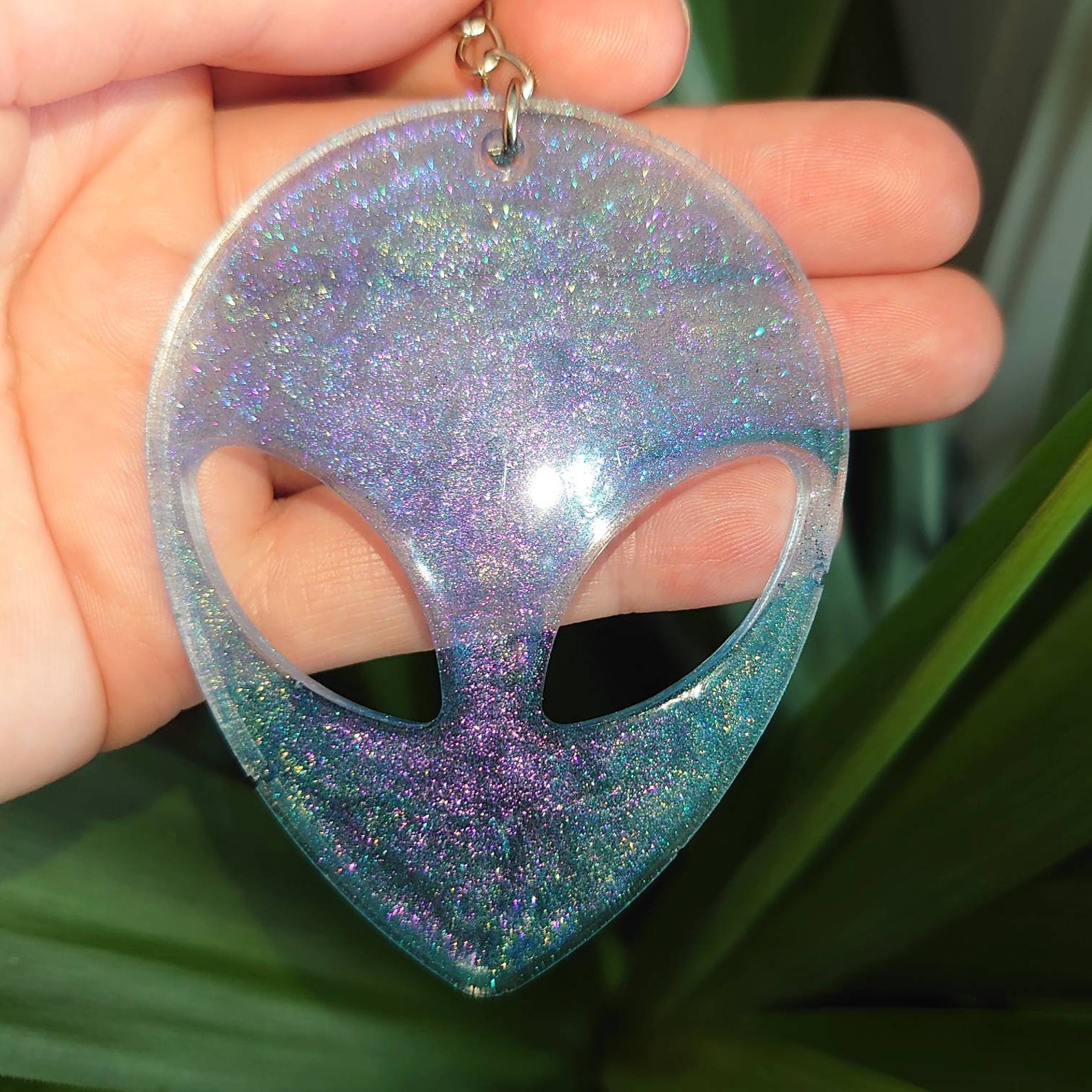 Handmade Resin alien keyring keychain UFO E.T. glitter sparkle Etsy