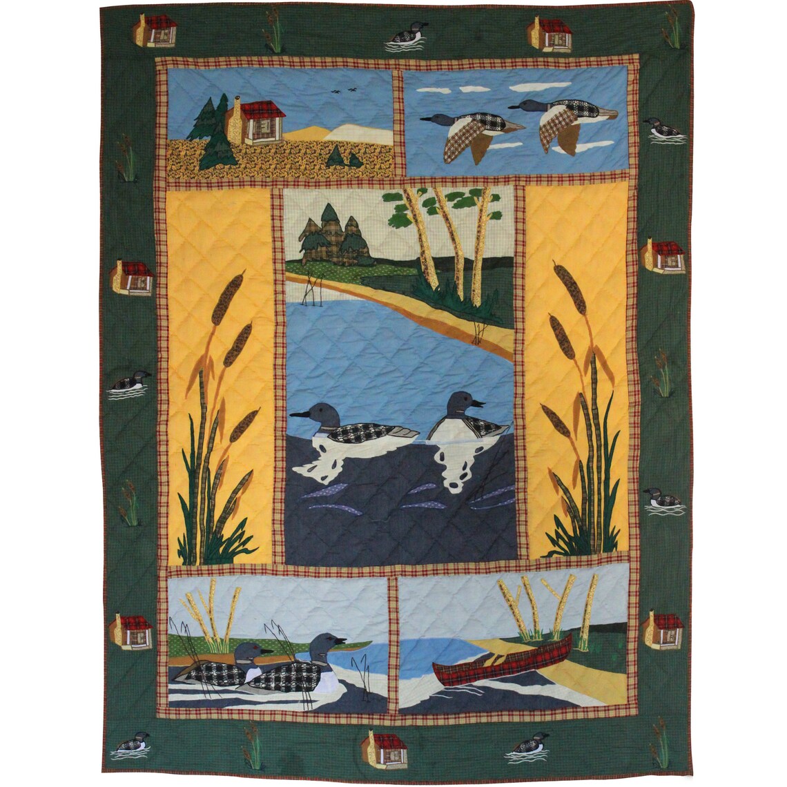 Loons on the Lake Cotton Quilts Hand Appliqued Real Applique Etsy