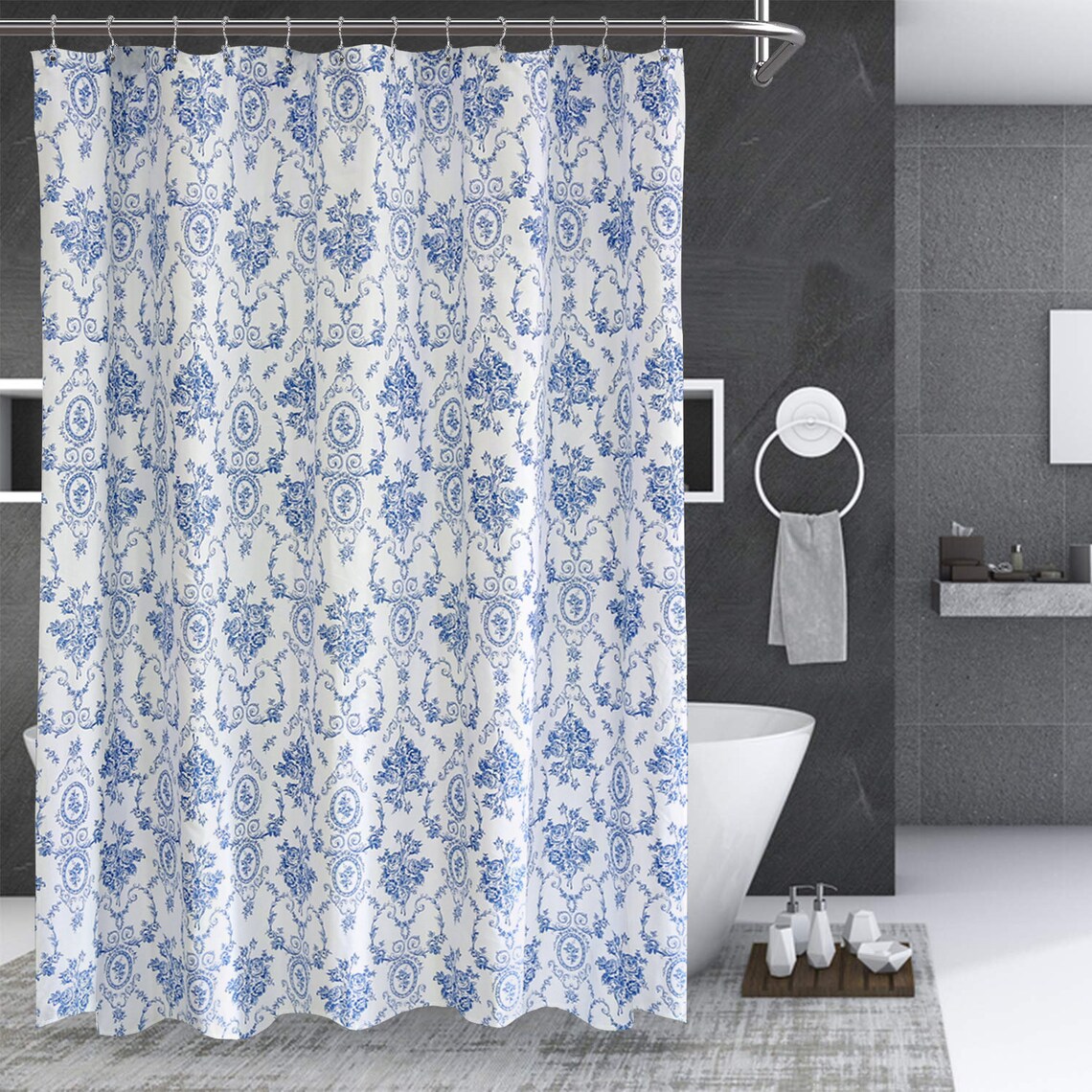Classic Blue Wisteria Shower Curtain 72W x 72L Etsy