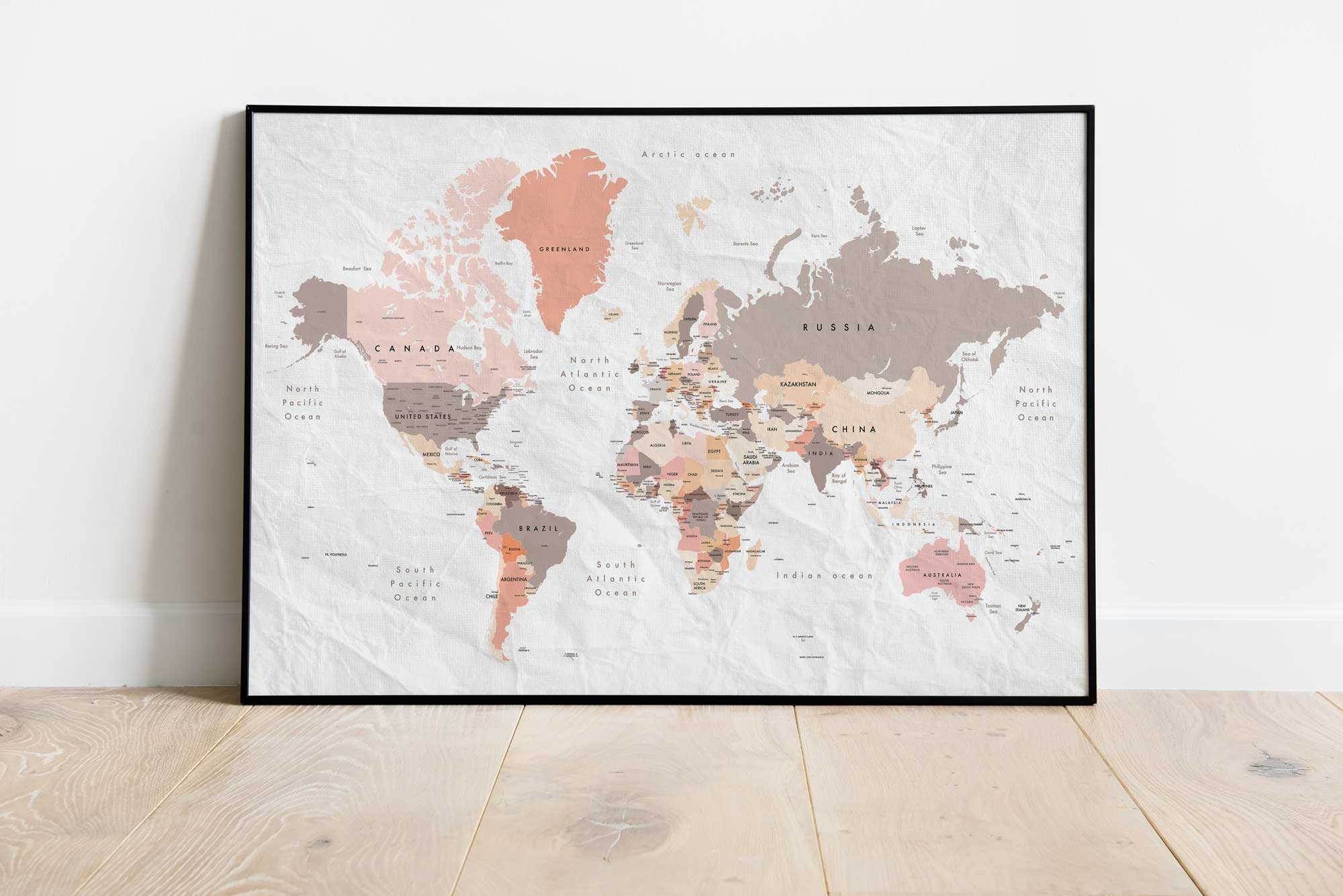Printable World Map, Wall Art, Home Decor, Large Digital Download ...
