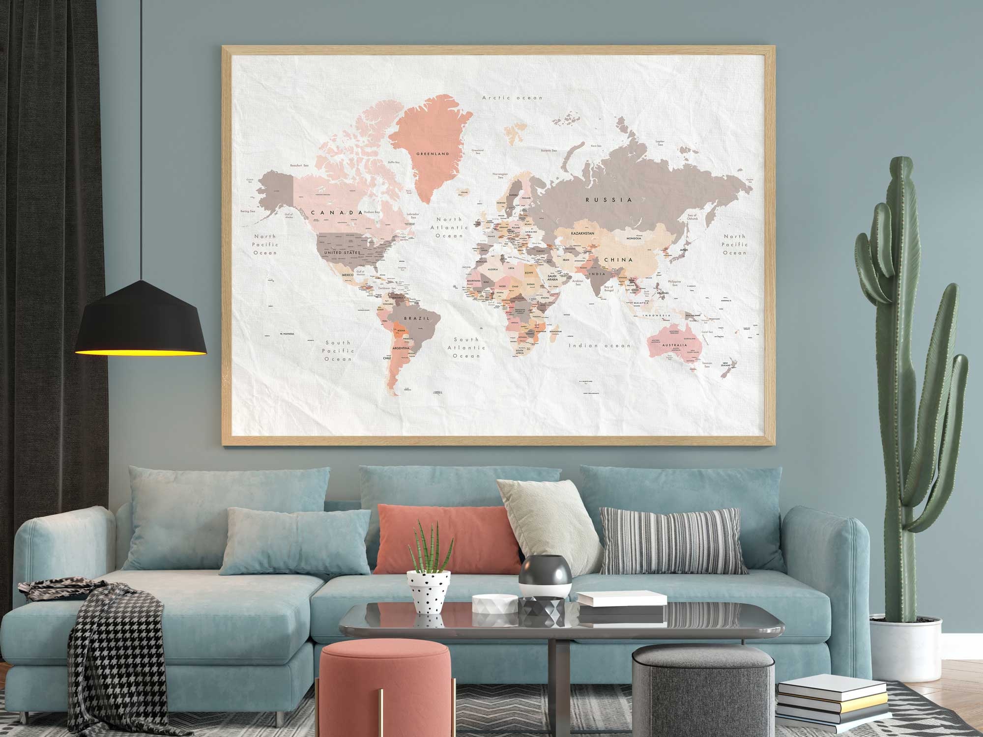 Printable World Map, Wall Art, Home Decor, Large Digital Download ...