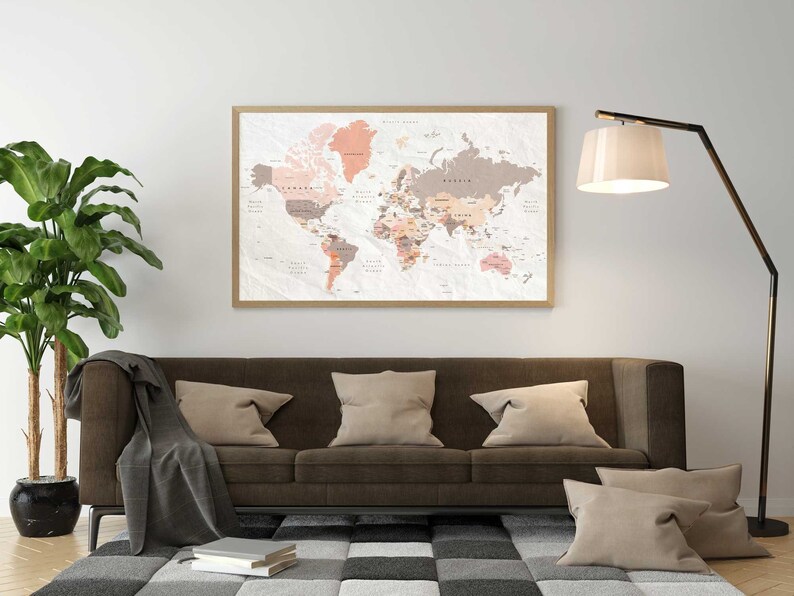 Printable World Map, Wall Art, Home Decor, Large Digital Download ...