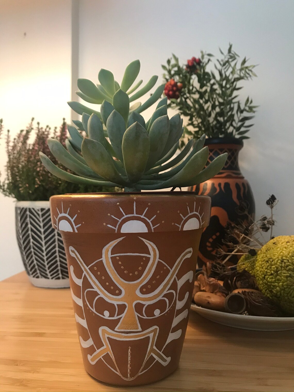Keramik Blumentopf mit Vergoldungsfarbe Keramik Gesicht Etsy