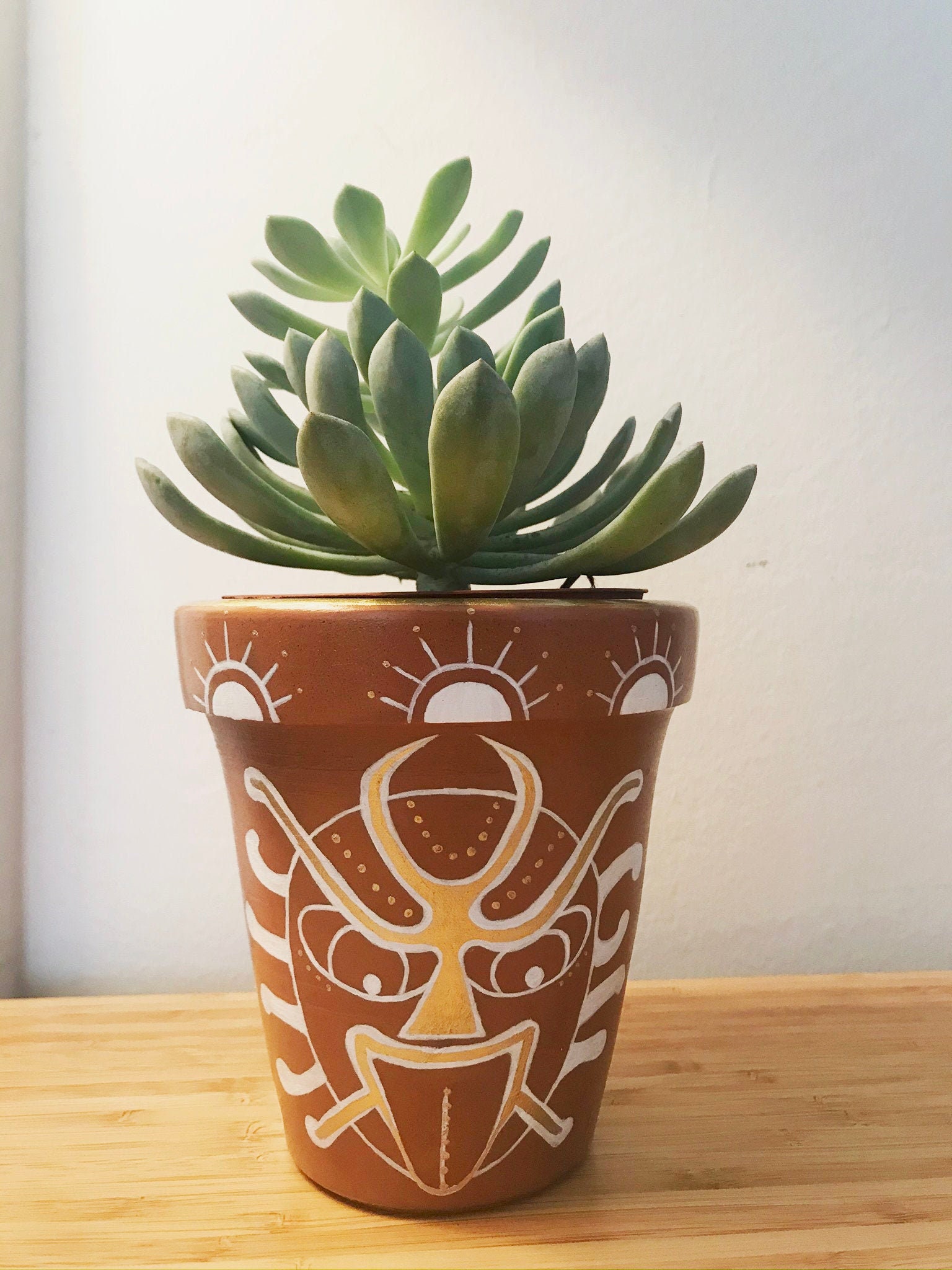 Keramik Blumentopf mit Vergoldungsfarbe Keramik Gesicht Etsy