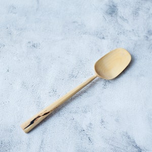 Wooden cooking spoon hand carved, walnut serving mixing spoon 13 inch, wooden utensil, big wood scoop. Original zero waste gift image 2