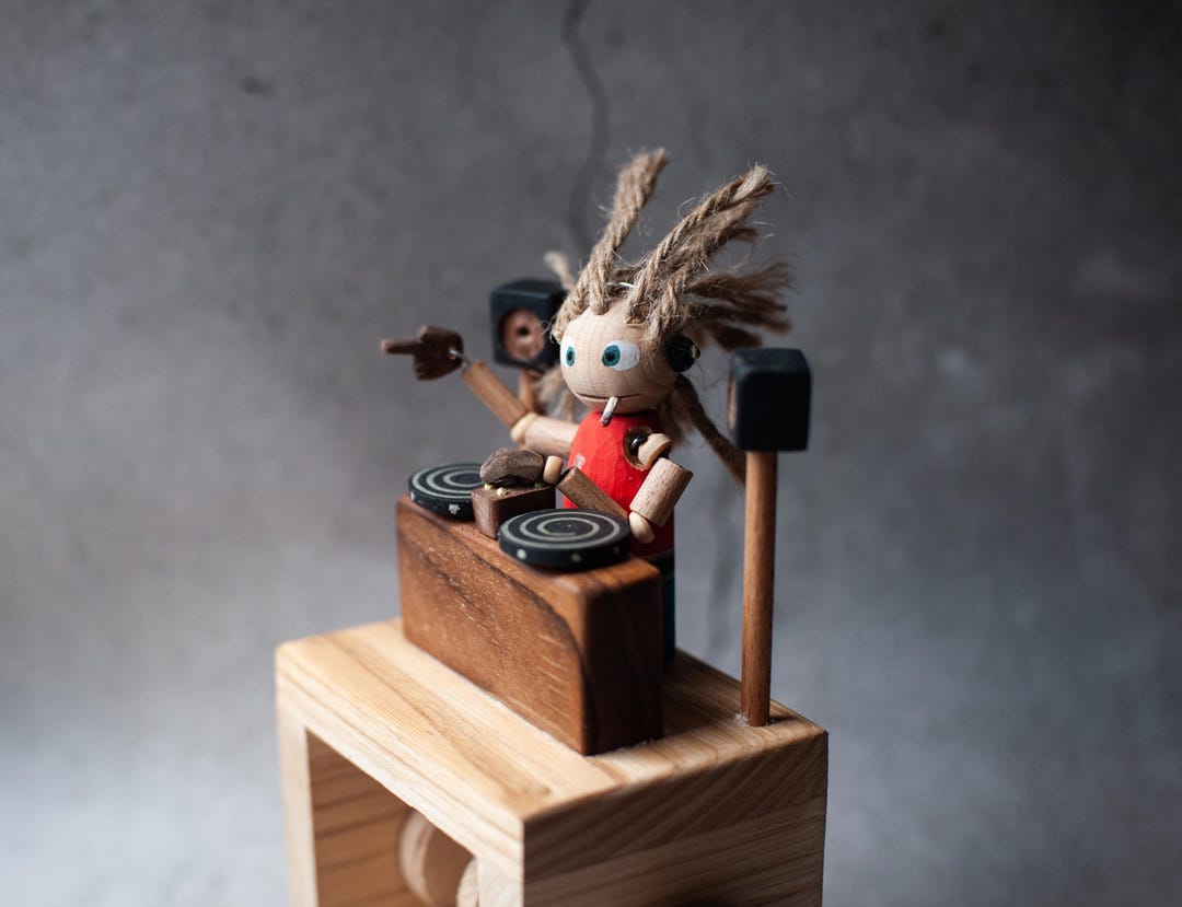 Wooden DJ Automaton Handcrafted. Kinetic Sculpture, Automata Mechanical ...
