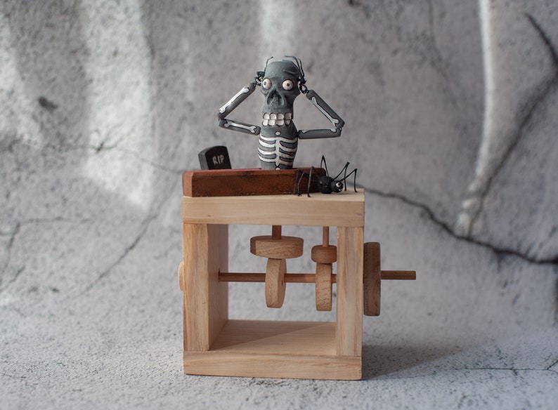 Wooden Skeleton Automate Hand Crafted Kinetic Sculpture. Automaton ...