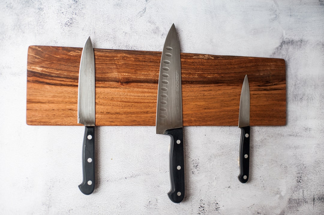 Olive Wood Knife Holder, Wooden Knife Storage, Knive Rack