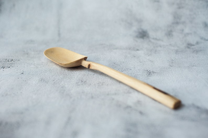 Wooden cooking spoon hand carved, walnut serving mixing spoon 13 inch, wooden utensil, big wood scoop. Original zero waste gift image 5