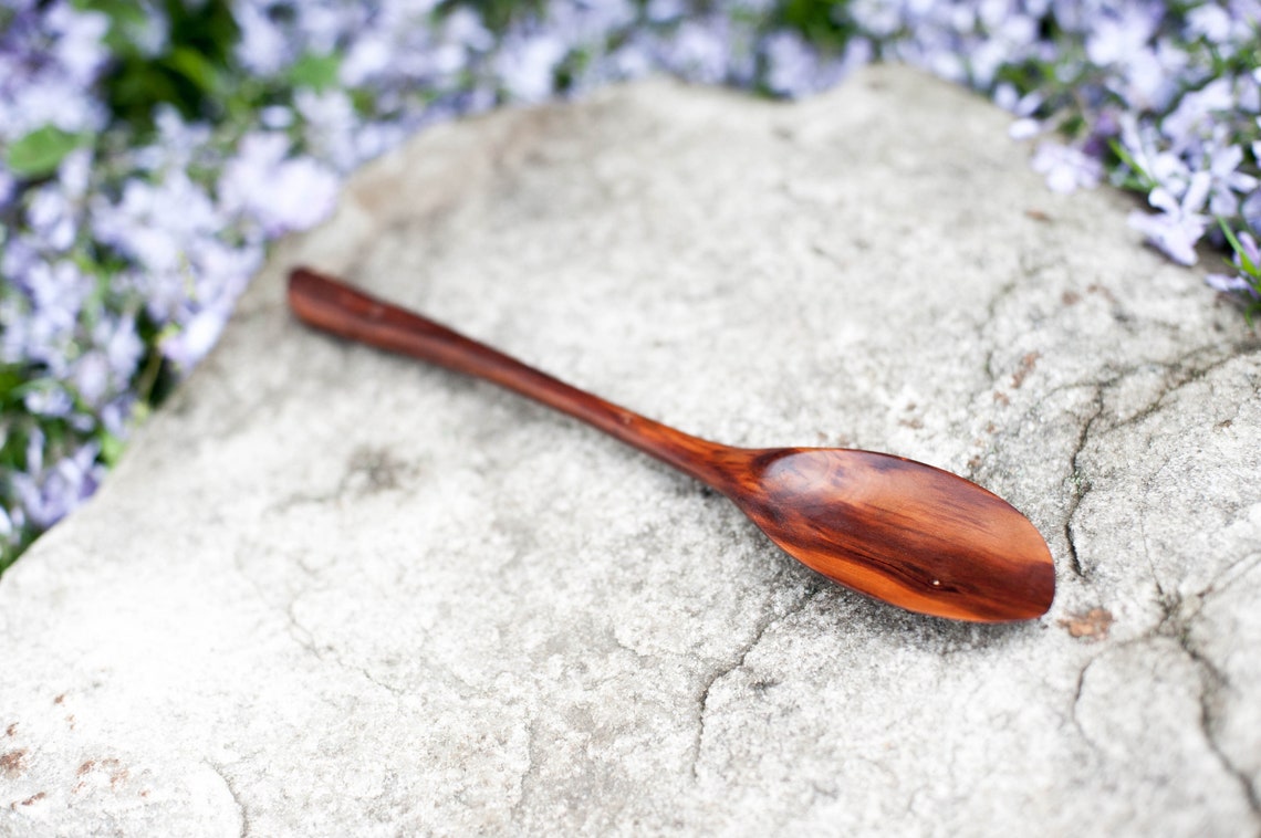 Plum wood spoon hand carved. Unique wooden cooking serving Etsy