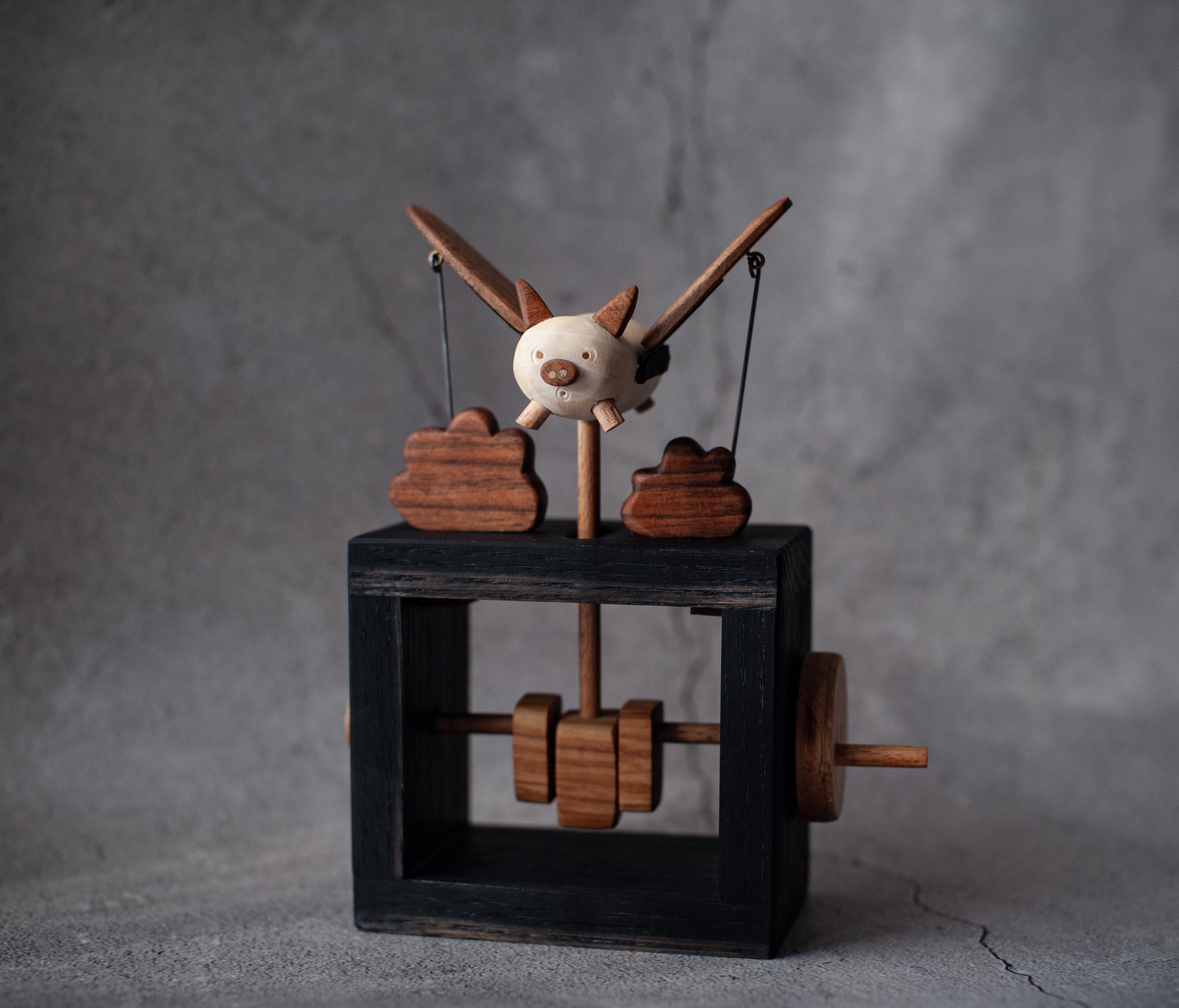 Flying Pig Automate Handcrafted. Wooden Kinetic Sculpture, Automaton ...
