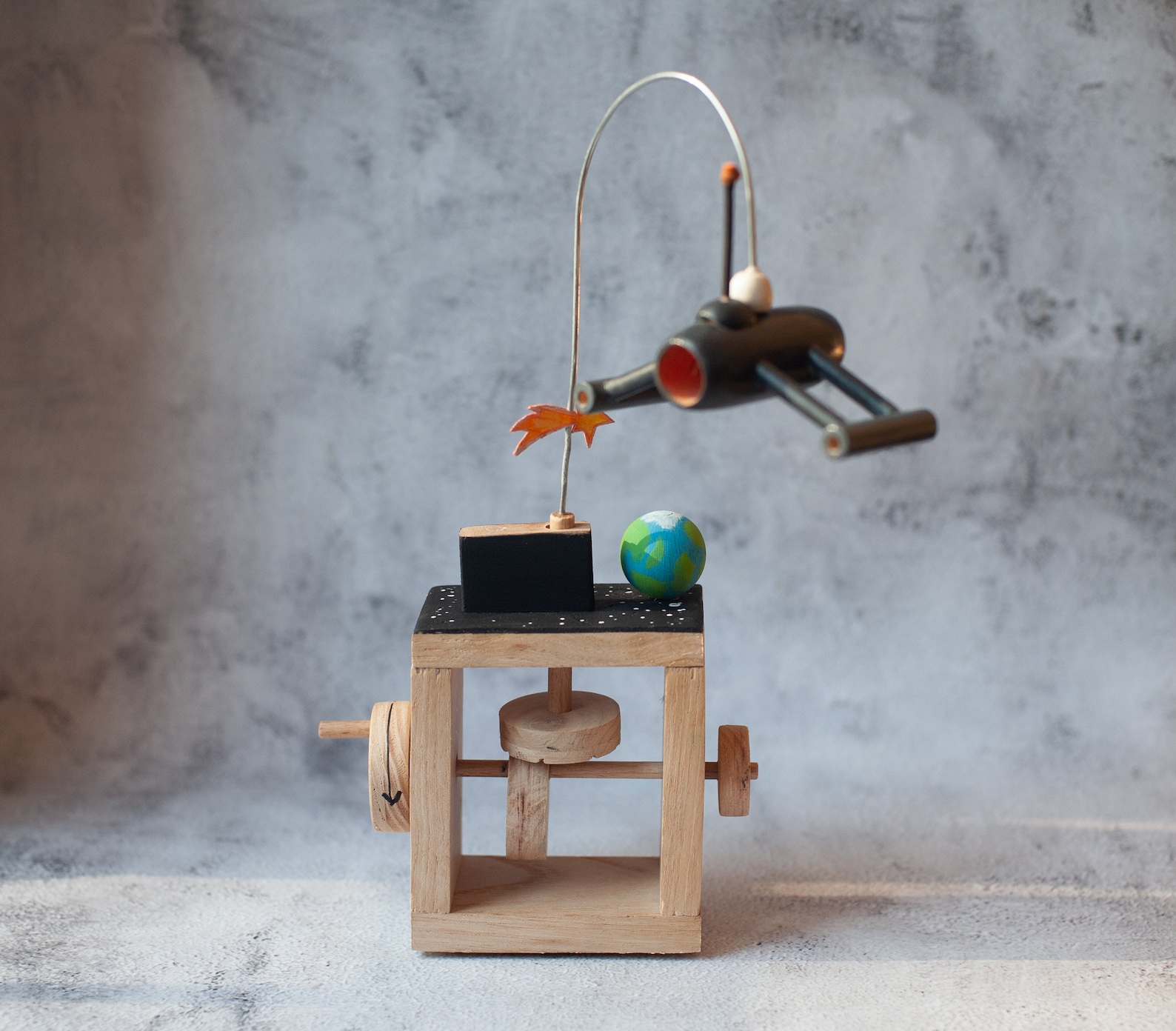 Wooden Spaceship Automate Handcrafted. Kinetic Sculpture, Automaton ...