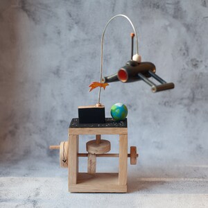 Wooden Spaceship Automate Handcrafted. Kinetic Sculpture, Automaton ...