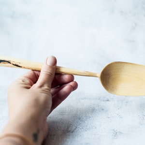 Wooden cooking spoon hand carved, walnut serving mixing spoon 13 inch, wooden utensil, big wood scoop. Original zero waste gift image 4