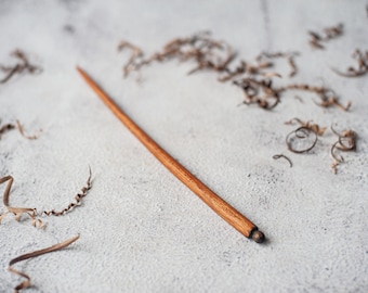 Vintage Hair Stick Hairpin Knitting Needle Wand Carved Wood with Stones 60\'s Vintage Hair Stick Hairpin Knitting Needle Wand Carved Wood  main image 4