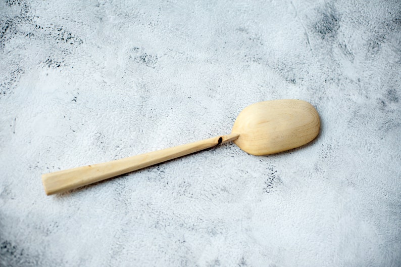 Wooden cooking spoon hand carved, walnut serving mixing spoon 13 inch, wooden utensil, big wood scoop. Original zero waste gift image 7