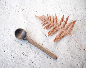 Wooden small scoop hand carved, handmade coffee spoon. Walnut little spoon. for him, for her. Artisan scoop for tea, flour, sugar.