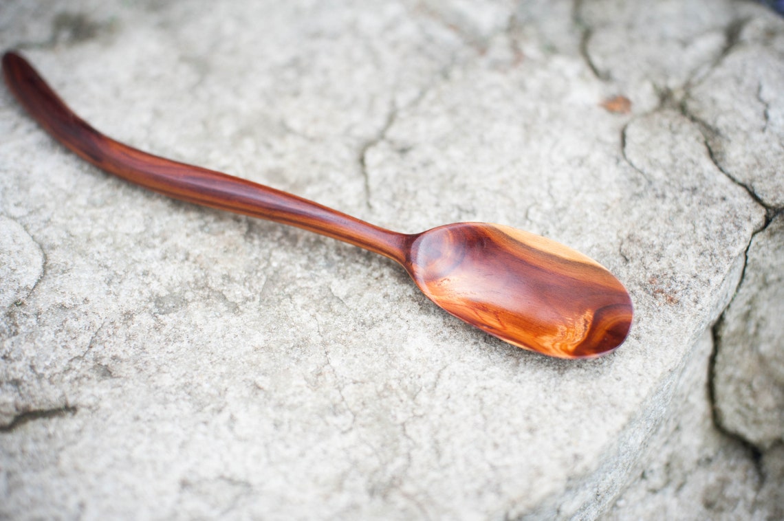 Plum wood spoon hand carved. Unique wooden cooking serving Etsy