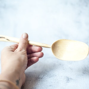 Wooden cooking spoon hand carved, walnut serving mixing spoon 13 inch, wooden utensil, big wood scoop. Original zero waste gift image 3